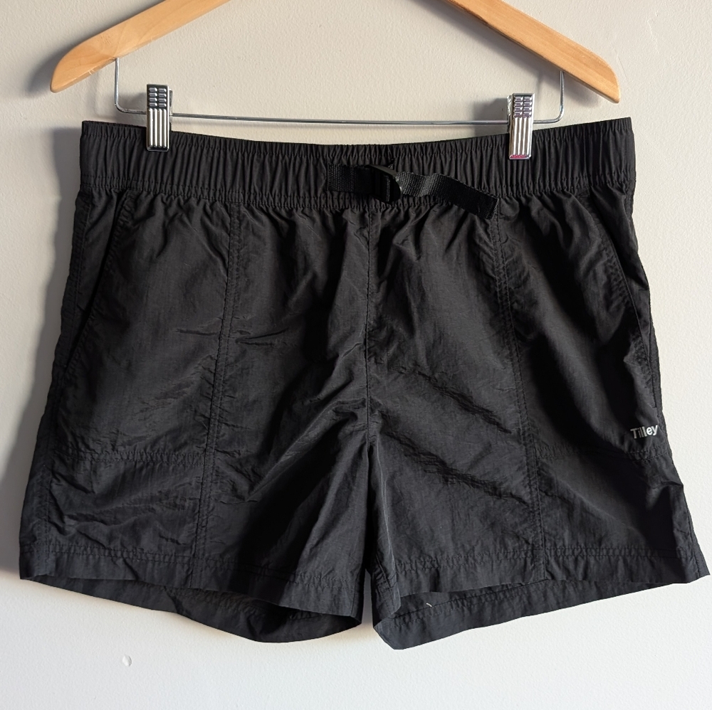 Tilley | Black Nylon Flat Front Shorts, Size M